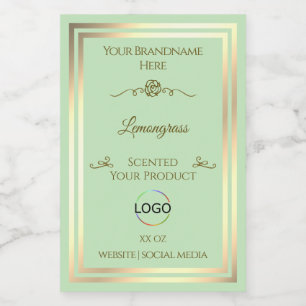 Pastel Green Product Label Gold Frame with Logo