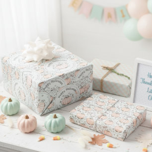 Pastel Green Pumpkin Mum to Be Congratulations Wrapping Paper Sheet