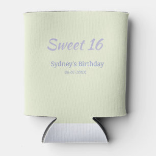 Pastel green purple sweet 16th birthday name bold can cooler