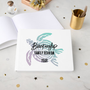 Pastel Green Purple Tribal Turtle Family Reunion  Guest Book