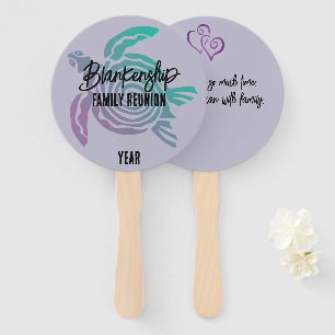Pastel Green Purple Tribal Turtle Family Reunion  Hand Fan