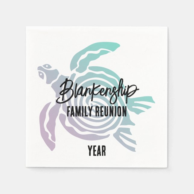 Pastel Green Purple Tribal Turtle Family Reunion  Napkin (Front)