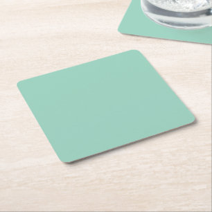 Pastel green solid colour square paper coaster