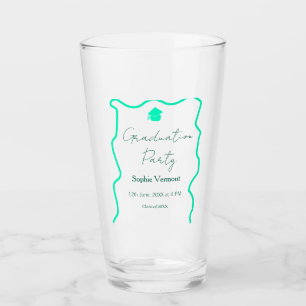 pastel green spanish border bow graduation party glass