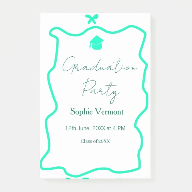 pastel green spanish border bow graduation party  post-it notes (Front)