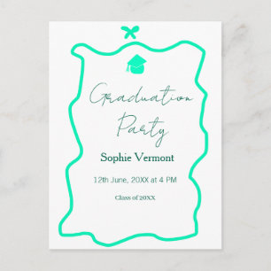 pastel green spanish border bow graduation party  postcard