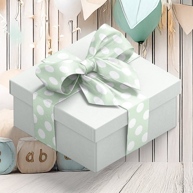 Pastel Green Spotted Satin Ribbon (Pastel Green Spotted Satin Ribbon)