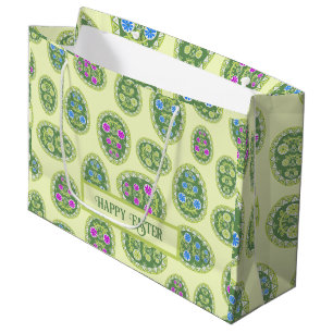 Pastel Green Spring and Traditional Easter Eggs Large Gift Bag