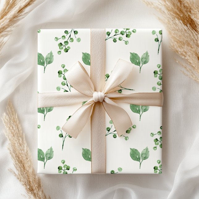 Pastel Green Spring Leaf Floral  Wrapping Paper (Creator Uploaded)