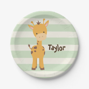 Pastel Green Stripes.jpg Paper Plate