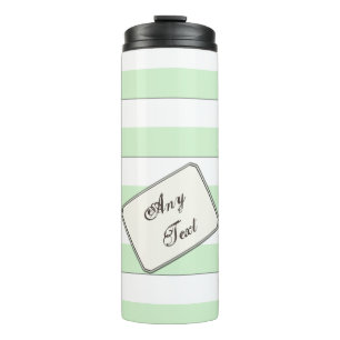 Pastel Green Stripes on any Colour any Text Thermal Tumbler