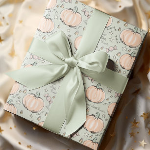 Pastel Green Sweet Little Pumpkin Baby Wrapping Paper