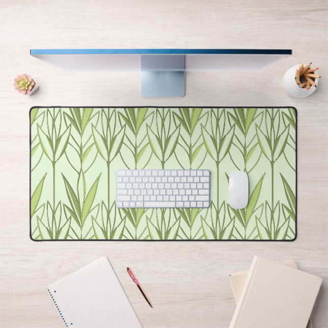  Pastel Green Tropical Foliage Nature Deco Pattern Desk Mat (Office 1)