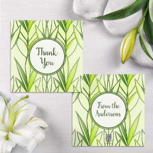 Pastel Green Tropical Foliage Nature Deco Pattern Holiday Card