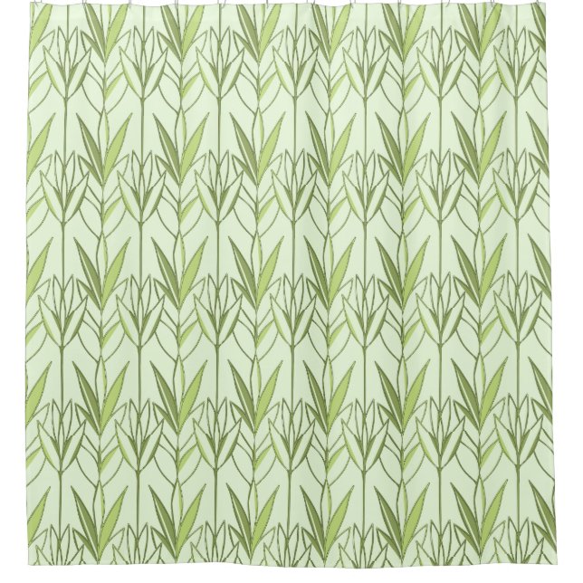  Pastel Green Tropical Foliage Nature Deco Pattern Shower Curtain (Front)