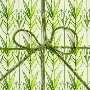 Pastel Green Tropical Foliage Nature Deco Pattern Wrapping Paper