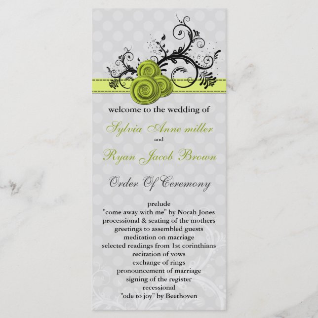 pastel green Wedding program Programme (Front)