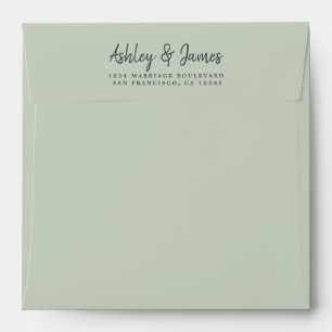Pastel Green Wedding Return Address Square Envelope