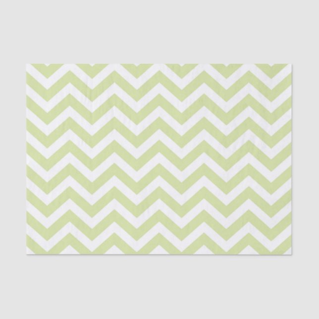 Pastel Green & White Chevron Wedding Birthday Tissue Paper (Front)