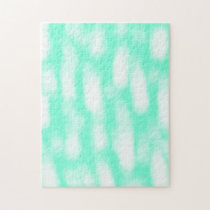 Pastel green white watercolor stripes abstract pat jigsaw puzzle
