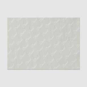 Pastel green with cream text. tissue paper