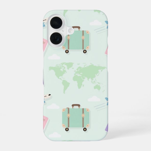 Pastel green with travel doodle iPhone Case (Back)