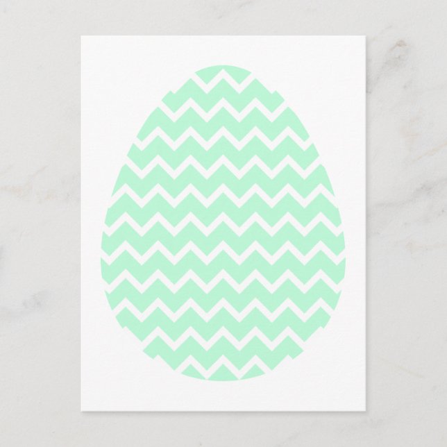 Pastel Green Zigzag Easter Egg. Holiday Postcard (Front)