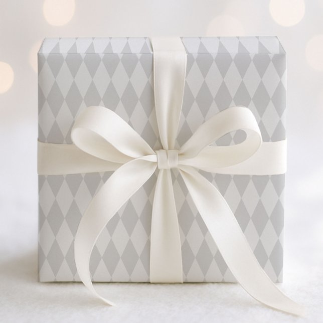 Pastel Grey and White Harlequin Pattern Wrapping Paper (Creator Uploaded)