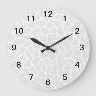 Pastel Grey Animal Print Giraffe Pattern Large Clock