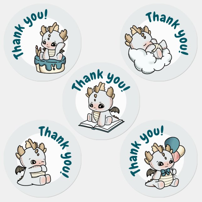 Pastel Grey Blue Baby Dragon Thank you  (Group)