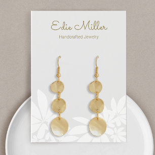 Pastel Grey Floral Script Font  Earring