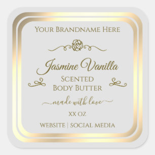 Pastel Grey Product Label Gold Frame Vintage Rose