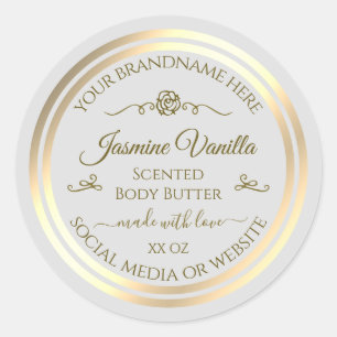 Pastel Grey Product Label Gold Frame Vintage Rose