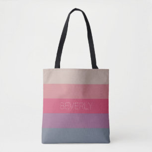 Pastel Grey Purple Pink 5 Colours Name Personalise Tote Bag