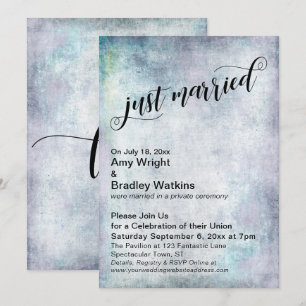 Pastel Grunge Just Married Wedding Celebration Invitation
