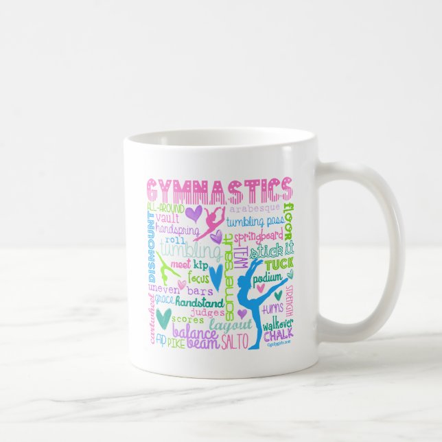 Pastel Gymnastics Words Typography Coffee Mug (Right)