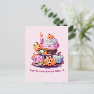 Pastel Halloween Delights – Enchanting Pastel Cake Postcard