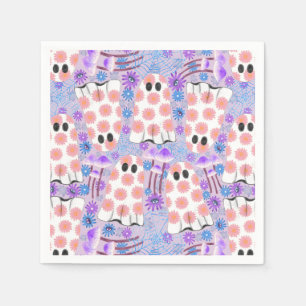 Pastel Halloween Floral Ghosts Napkin