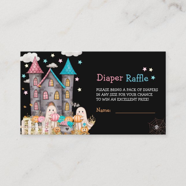 Pastel Halloween Gender Reveal Baby Shower Enclosure Card (Front)