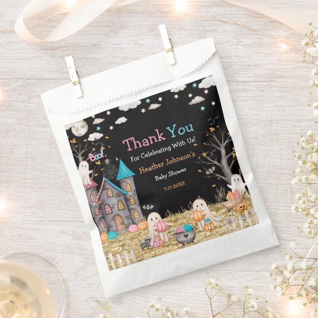 Pastel Halloween Gender Reveal Baby Shower Favour Bags (Clipped)