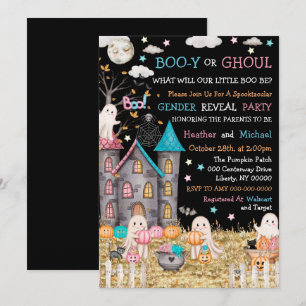 Pastel Halloween Gender Reveal Baby Shower Invitation