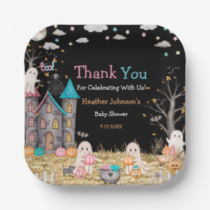 Pastel Halloween Gender Reveal Baby Shower Paper Plate