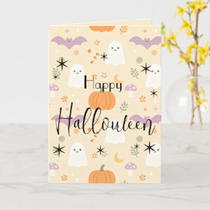 Pastel Halloween Ghost Pumpkin Card