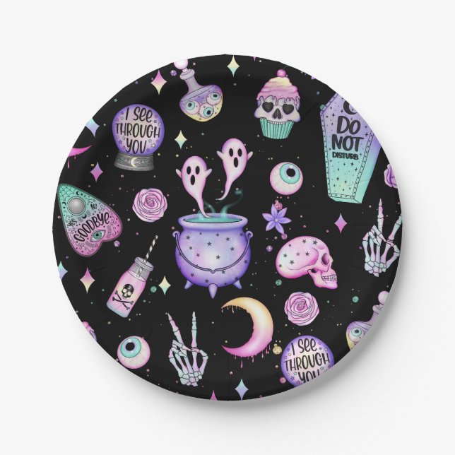  Pastel Halloween Paper Plates (Front)