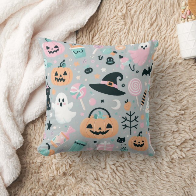 Pastel Halloween Spooky Pattern Cushion (Blanket)