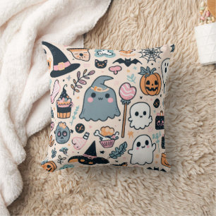 Pastel Halloween Spooky Pattern - Cute Cushion