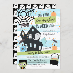 Pastel Halloween Watercolor Baby Shower Invitation