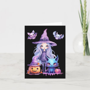 Pastel Halloween Witch Cat Pumpkin Pastelcore Card
