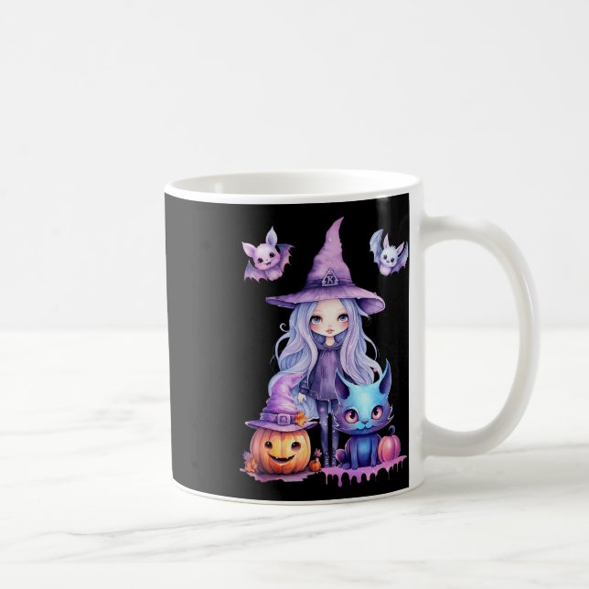 Pastel Halloween Witch Cat Pumpkin Pastelcore  Coffee Mug (Right)