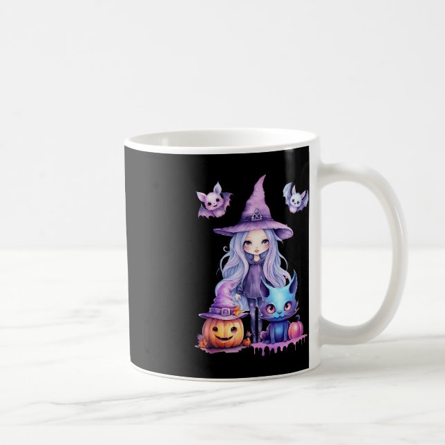 Pastel Halloween Witch Cat Pumpkin Pastelcore   Coffee Mug (Right)